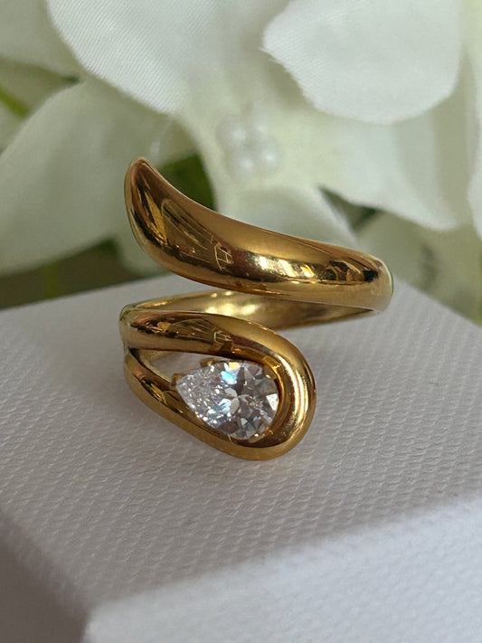Moderne verstelbare ring van roestvrij staal met kristal|Beauitva Boutique