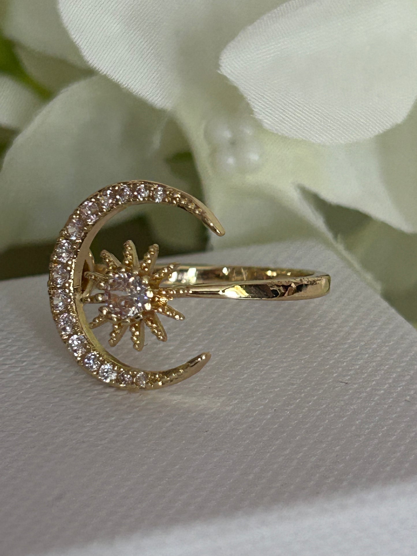 Luxe 18K vergulde RVS Ring, Moon & Star Design| Beautiva Boutique