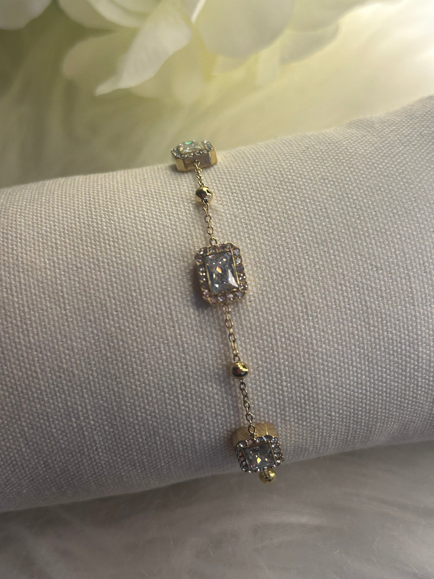 Strass Armband Rechthoek van Roestvrij Staal – Chique en Verfijnd: |Beautiva Boutique