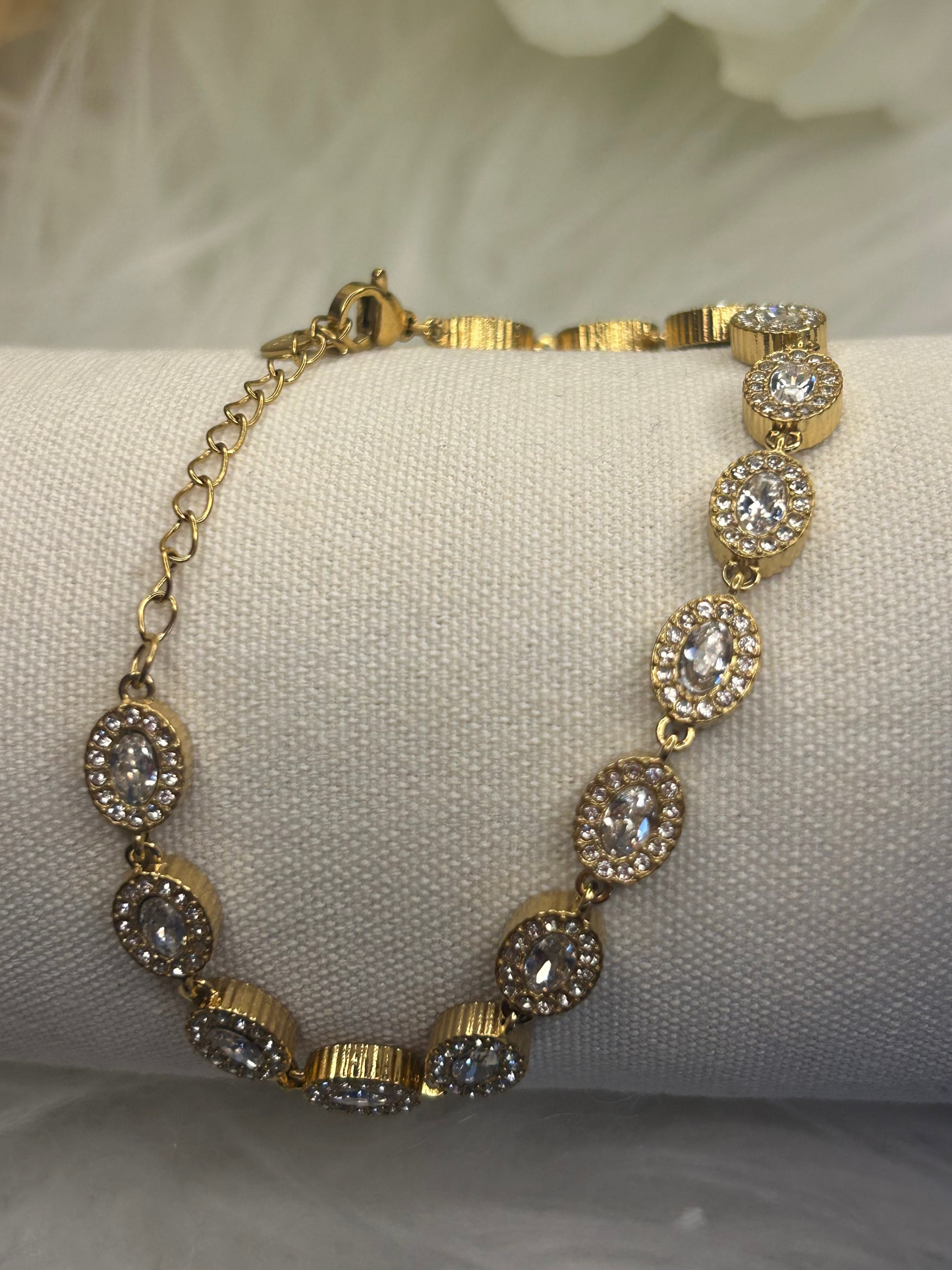 Armband met ovale strass van roestvrij staal — stralende elegantie: |Beautiva Boutique