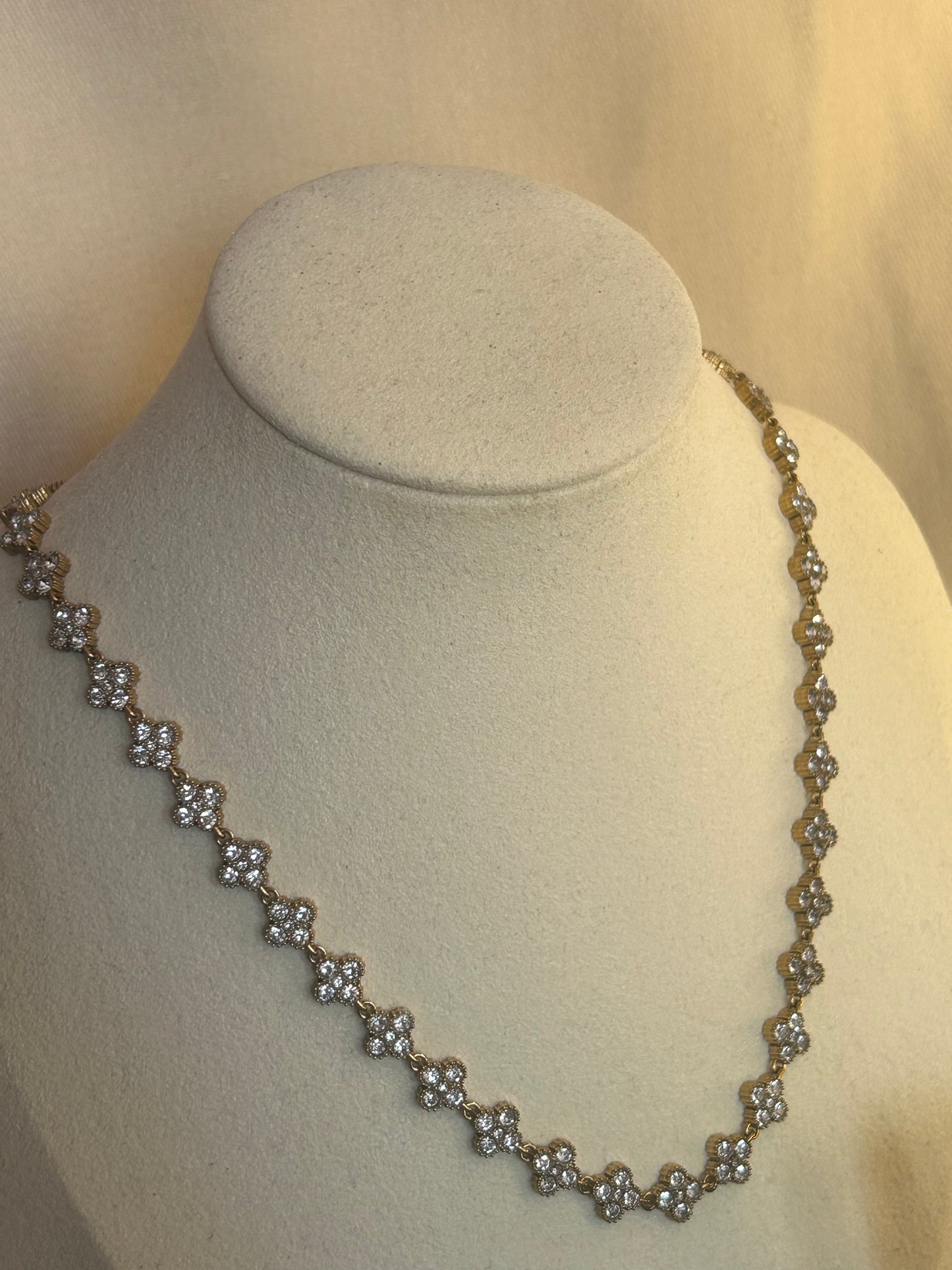 Luxe Roestvrijstalen bloemenketting met pavé zirkonia's |Beautiva Boutique
