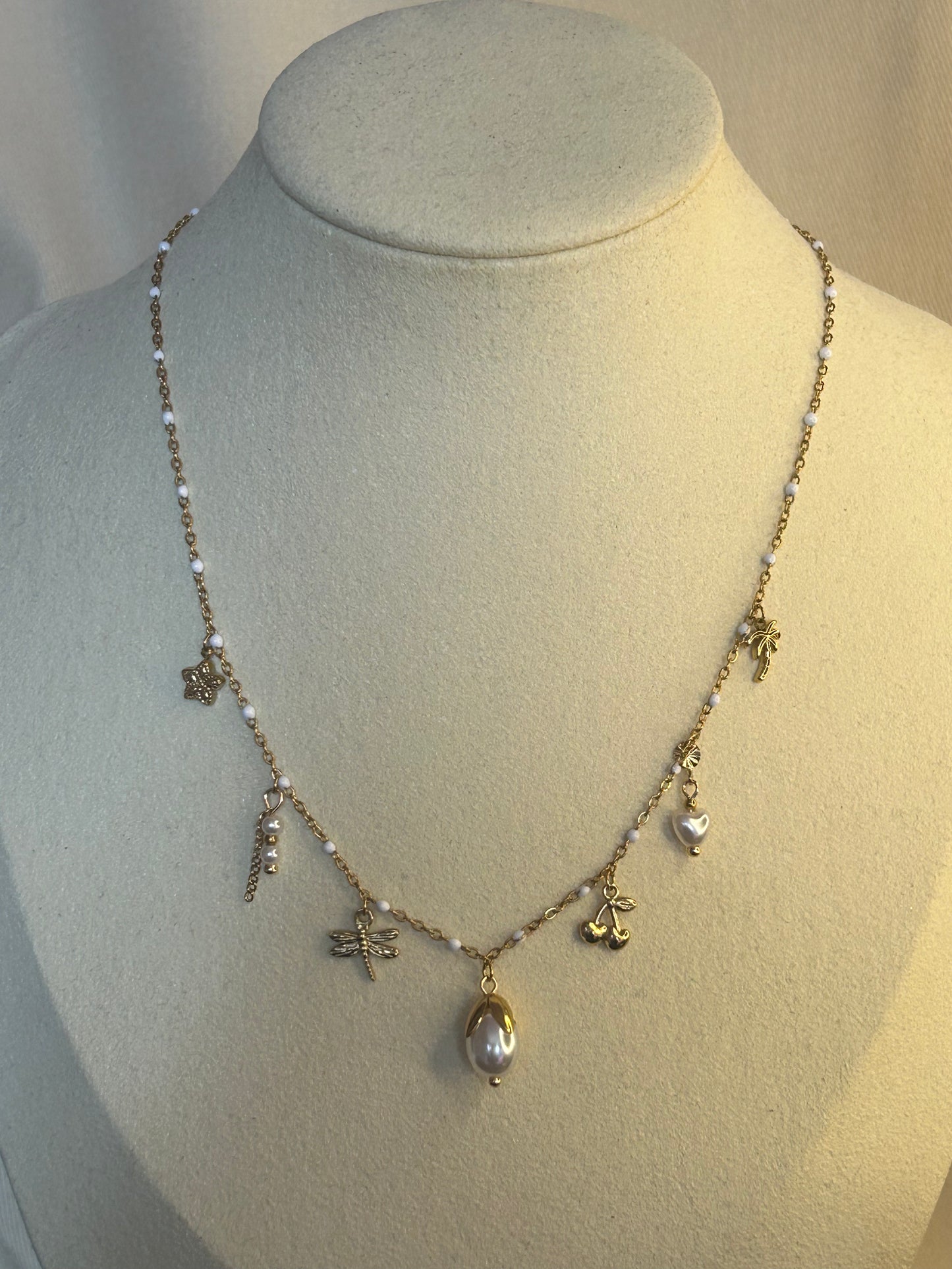 Ketting met natuurbedels – Boheemse charme: Roestvrij staal Verguld |Beautiva Boutique