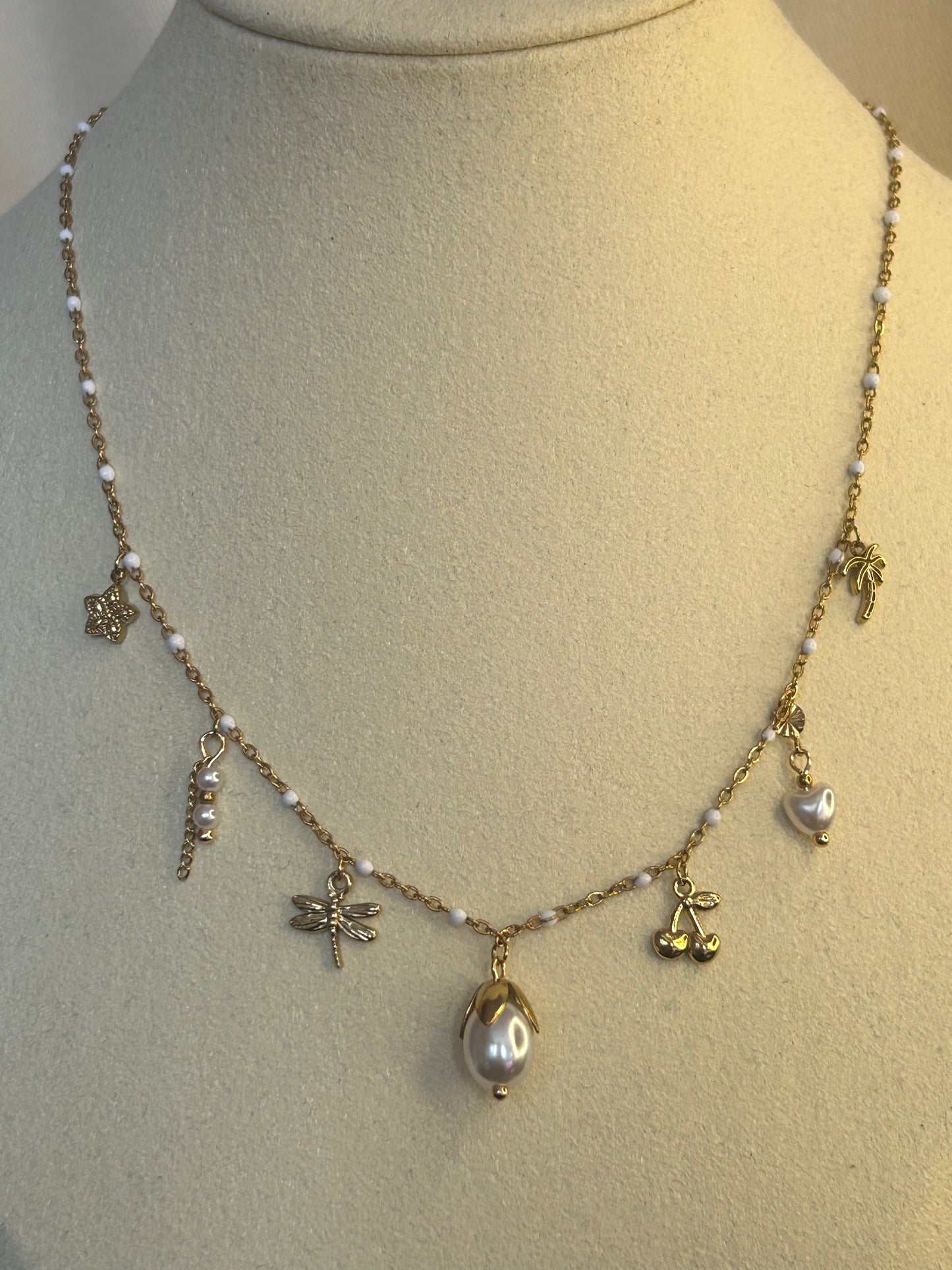 Ketting met natuurbedels – Boheemse charme: Roestvrij staal Verguld |Beautiva Boutique