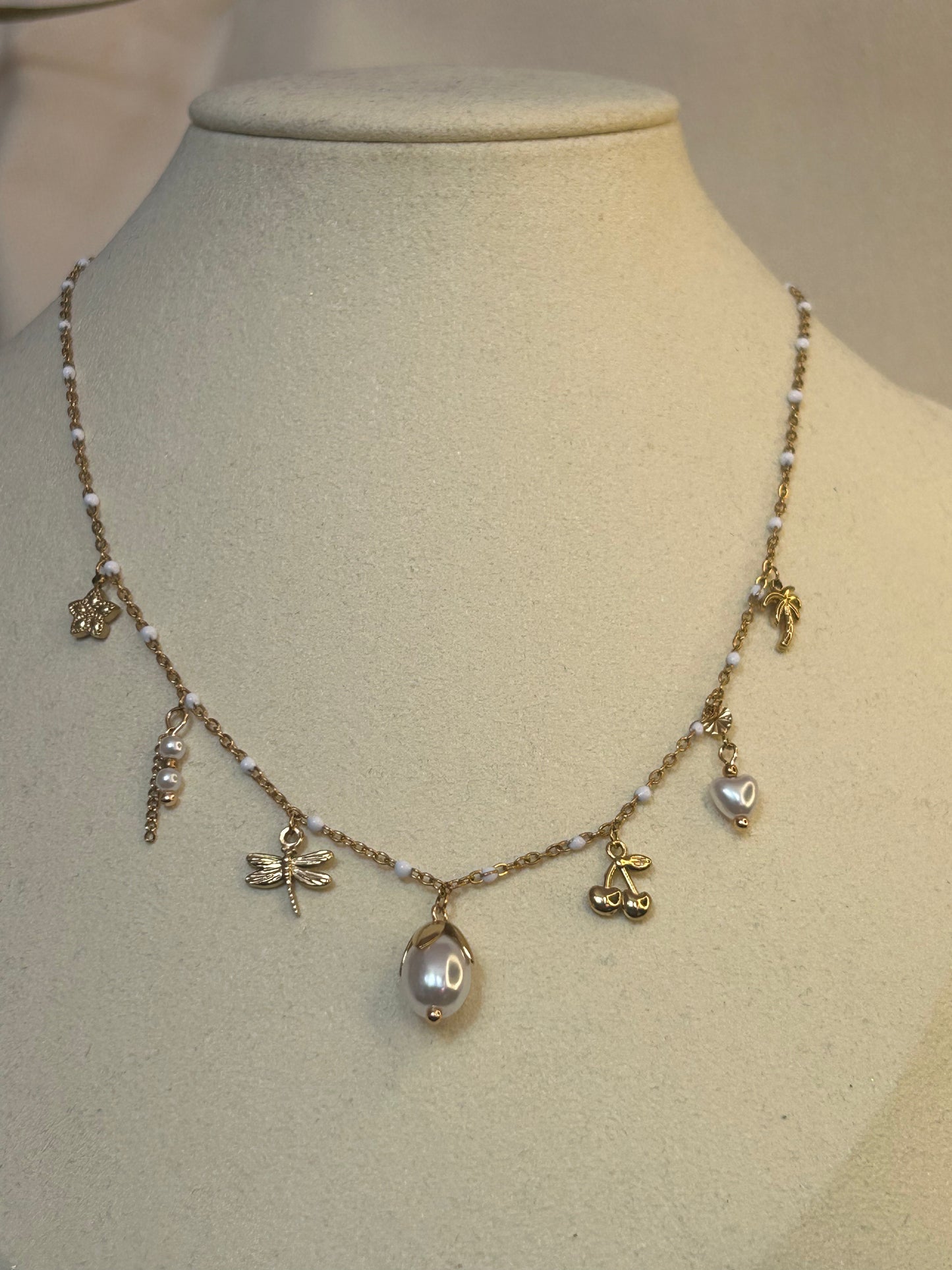 Ketting met natuurbedels – Boheemse charme: Roestvrij staal Verguld |Beautiva Boutique