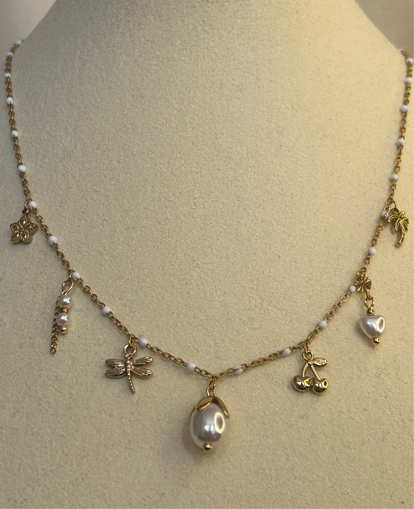 Ketting met natuurbedels – Boheemse charme: Roestvrij staal Verguld |Beautiva Boutique