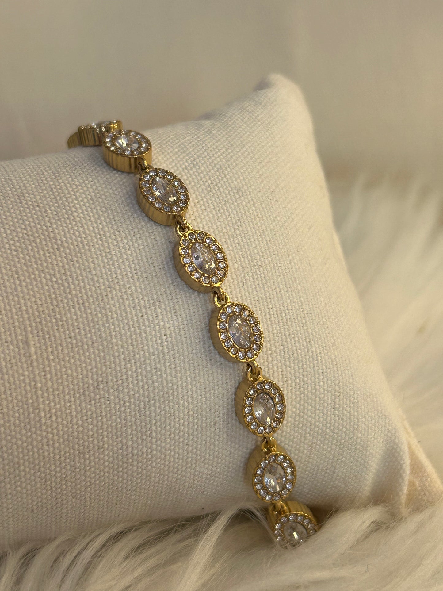 Armband met ovale strass van roestvrij staal — stralende elegantie: |Beautiva Boutique