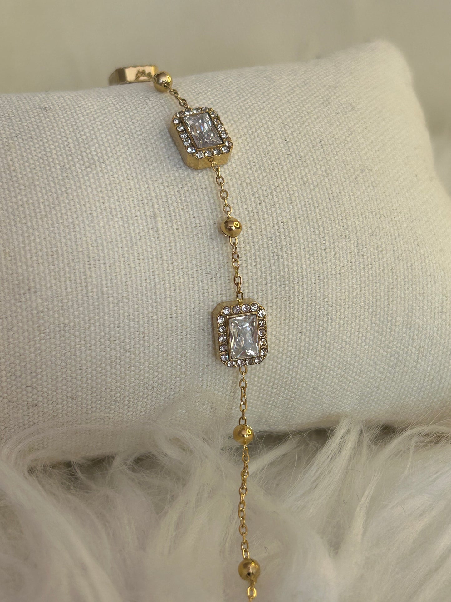 Strass Armband Rechthoek van Roestvrij Staal – Chique en Verfijnd: |Beautiva Boutique