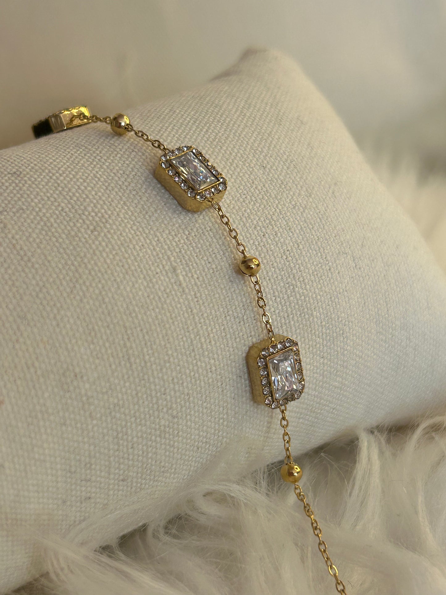 Strass Armband Rechthoek van Roestvrij Staal – Chique en Verfijnd: |Beautiva Boutique