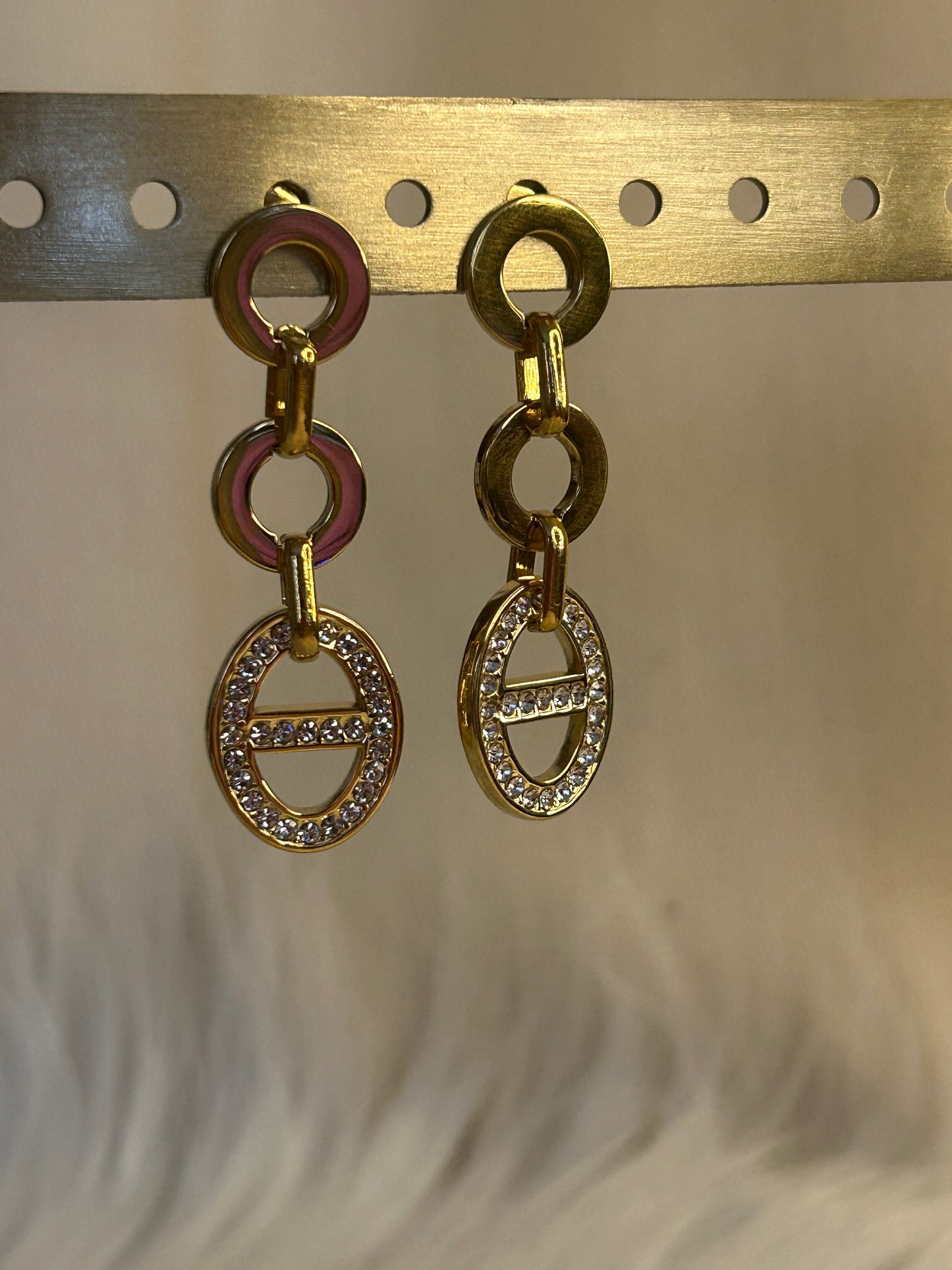 Hangende Ovale Strass oorbellen Roestvrijstaal| Beautiva Boutique