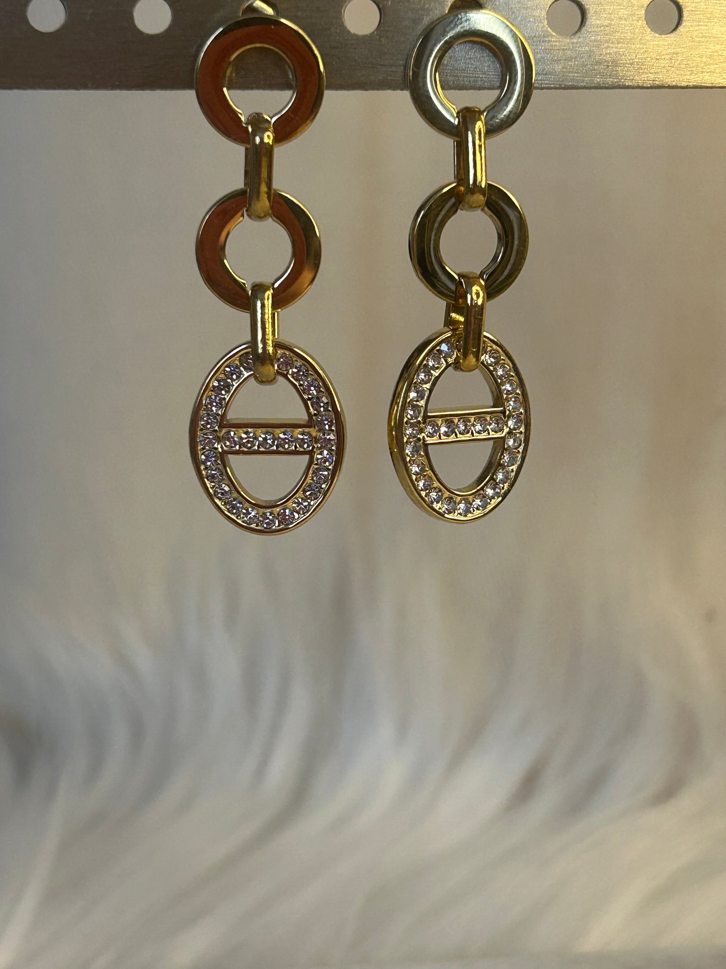 Hangende Ovale Strass oorbellen Roestvrijstaal| Beautiva Boutique
