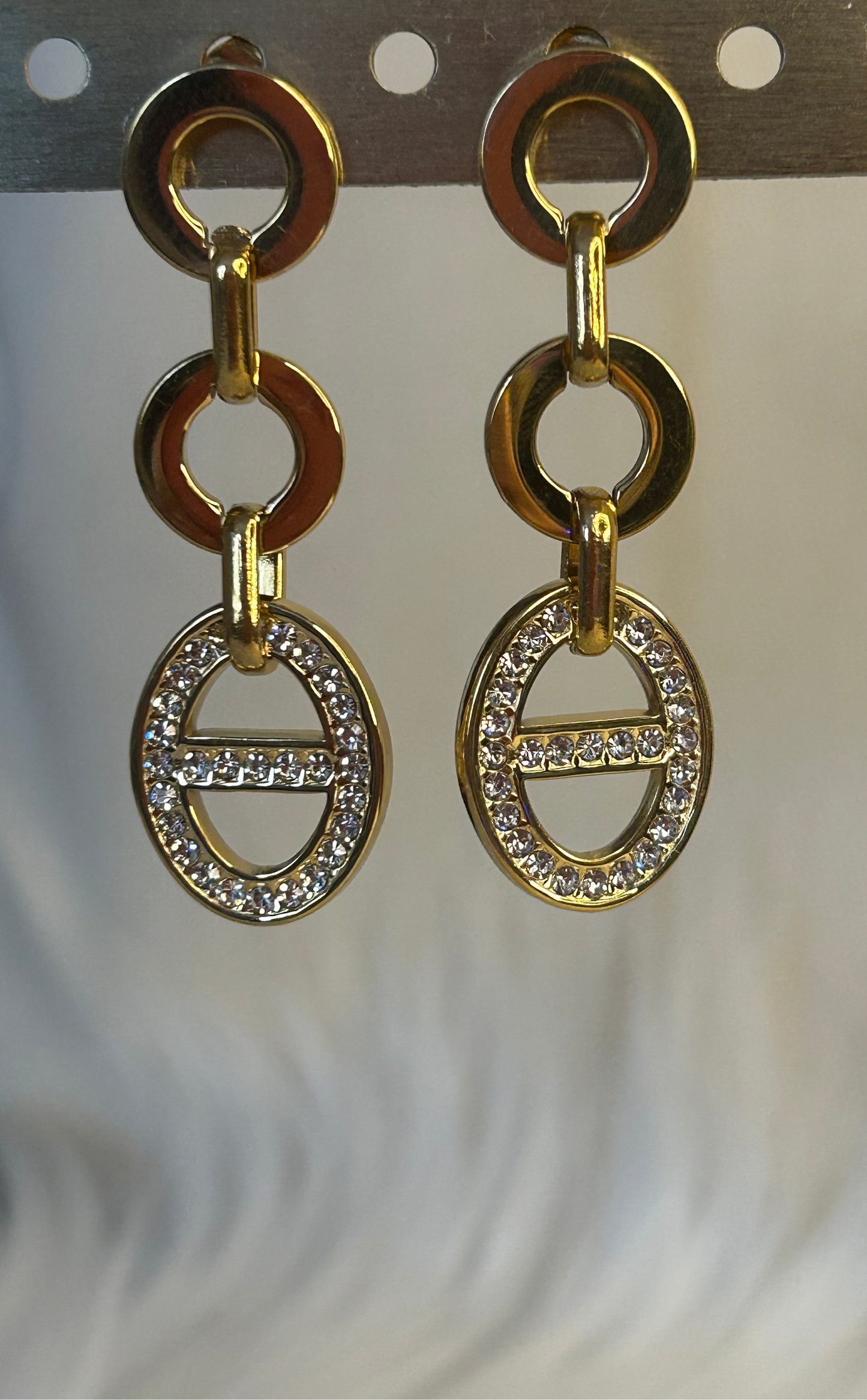 Hangende Ovale Strass oorbellen Roestvrijstaal| Beautiva Boutique