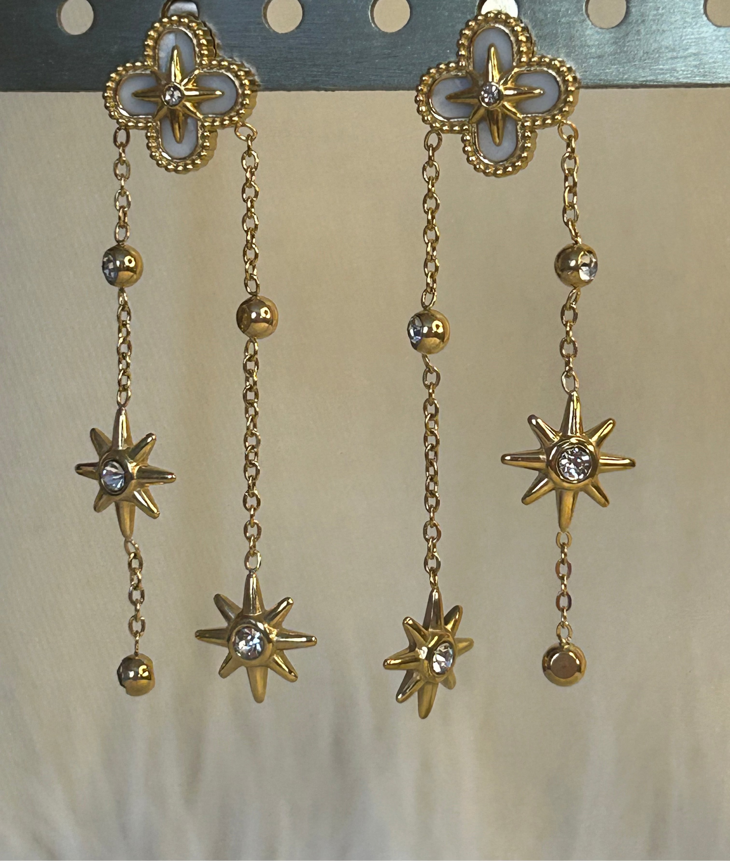 Oorbellen met sterren en strass van roestvrij staal |Beautiva Boutique