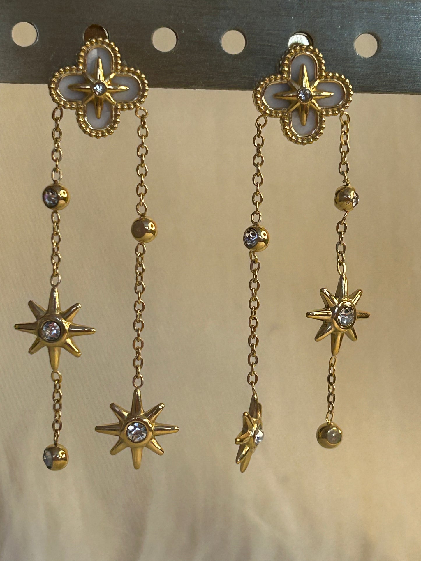 Oorbellen met sterren en strass van roestvrij staal |Beautiva Boutique