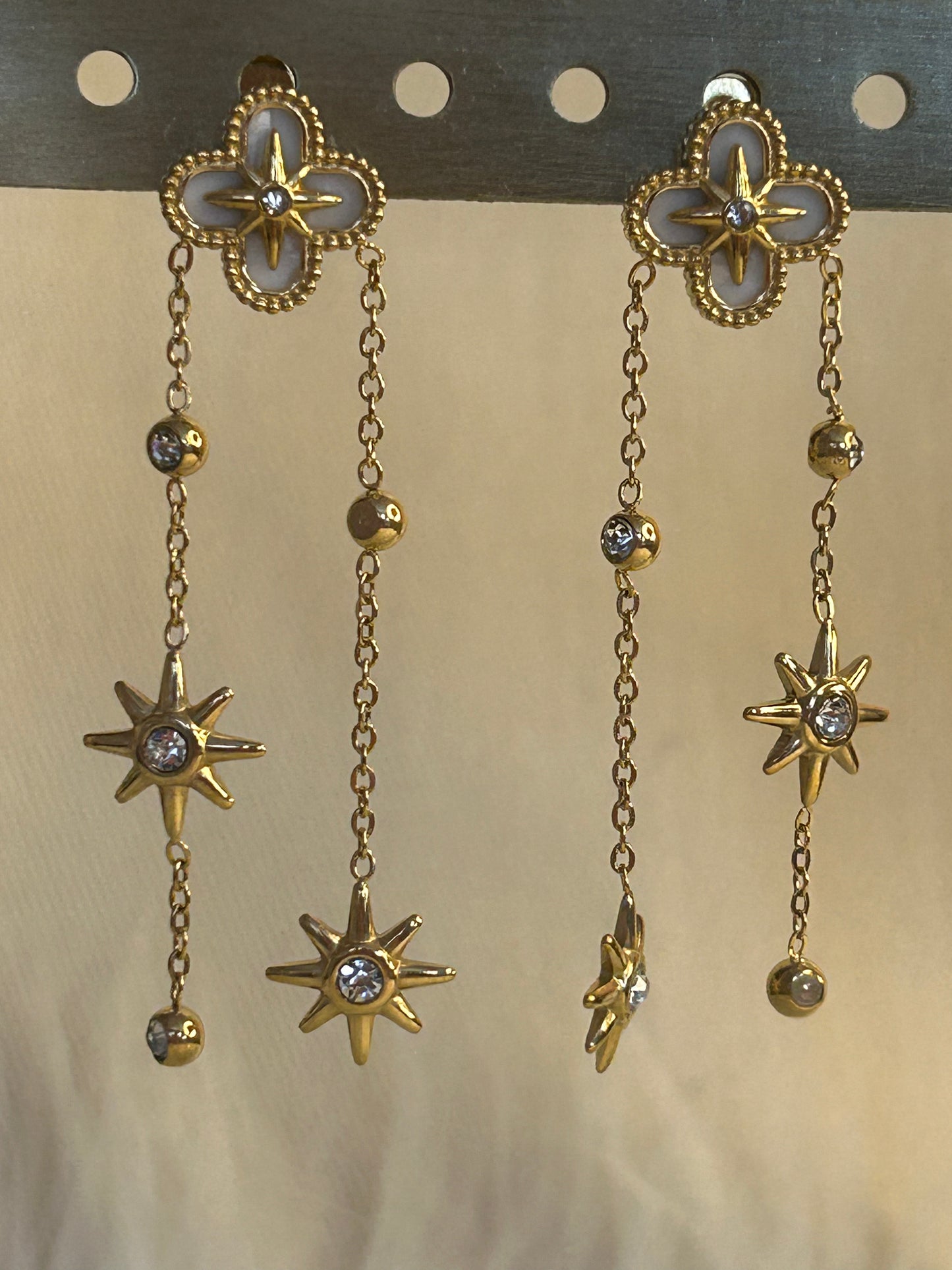 Oorbellen met sterren en strass van roestvrij staal |Beautiva Boutique