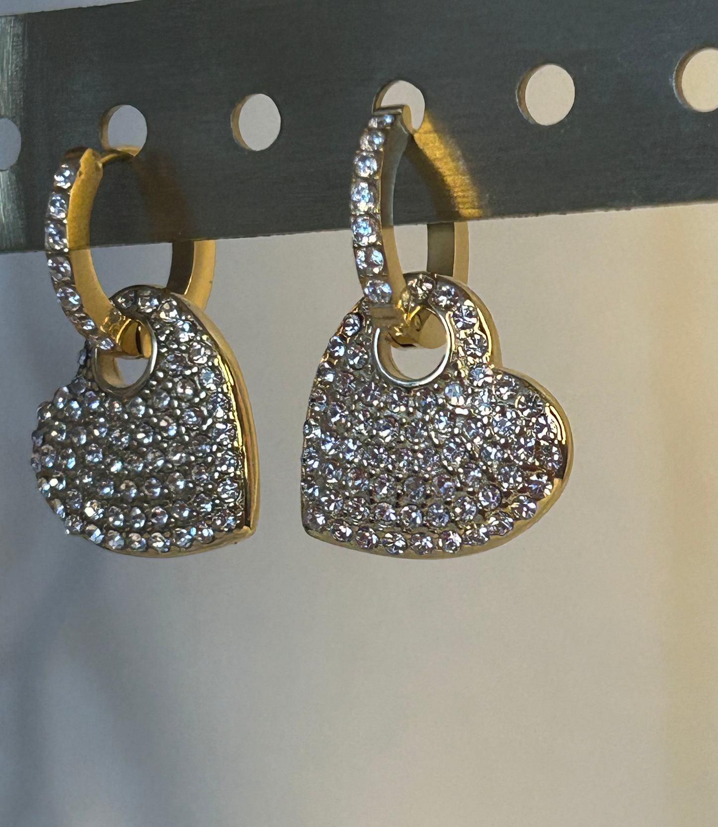 Hartvormige oorbellen met strass‑pavé – Roestvrijstaal elegante creolen |Beautiva Boutique