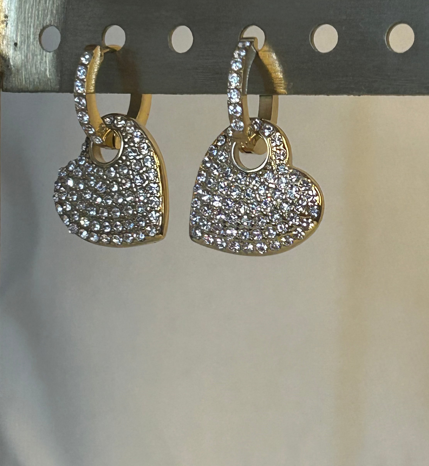 Hartvormige oorbellen met strass‑pavé – Roestvrijstaal elegante creolen |Beautiva Boutique