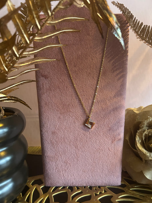 Roestvrijstalen ketting met vierkante hanger van parelmoer|Beautiva Boutique