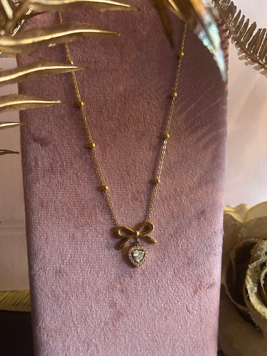 Vergulde Ketting van Roestvrij Staal – Hanger met Knoop en Hart Goud | Beautiva Boutique