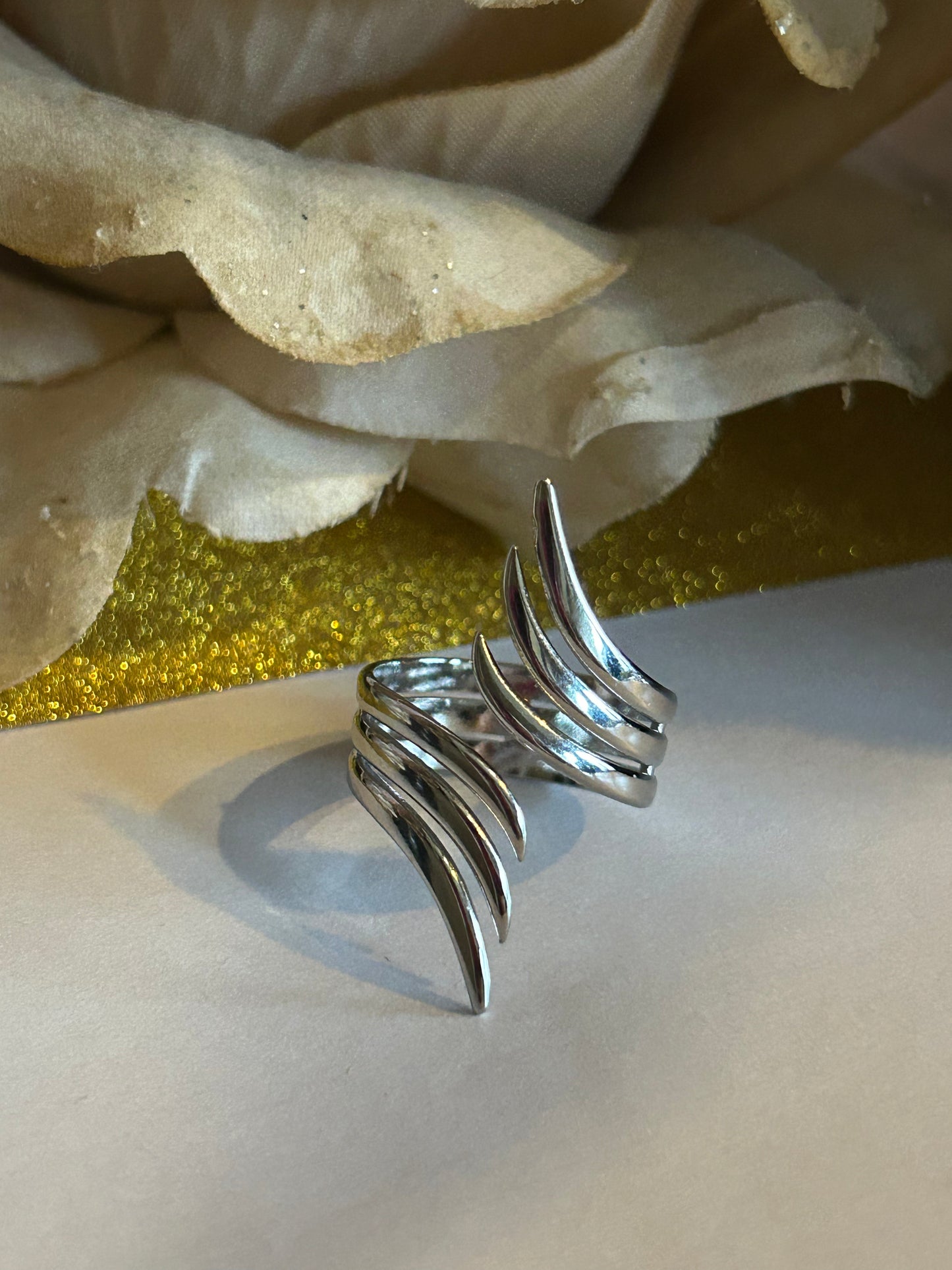 Verstelbare roestvrijstalen ring met geometrisch ontwerp Zilver | Beautiva Boutique