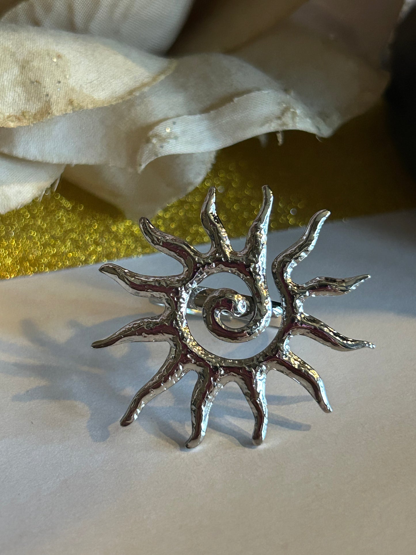 Verstelbare spiraalvormige zonneringen van roestvrij staal Zilver | Beautiva Boutique