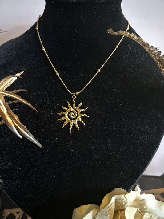 Zonneketting, 18K verguld RVS kralenketting | Beautiva Boutique