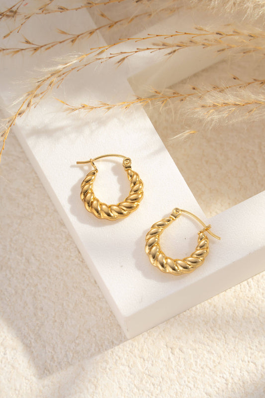 Gouden gedraaide creolen van roestvrij staal met touw-effect|Beautiva Boutique