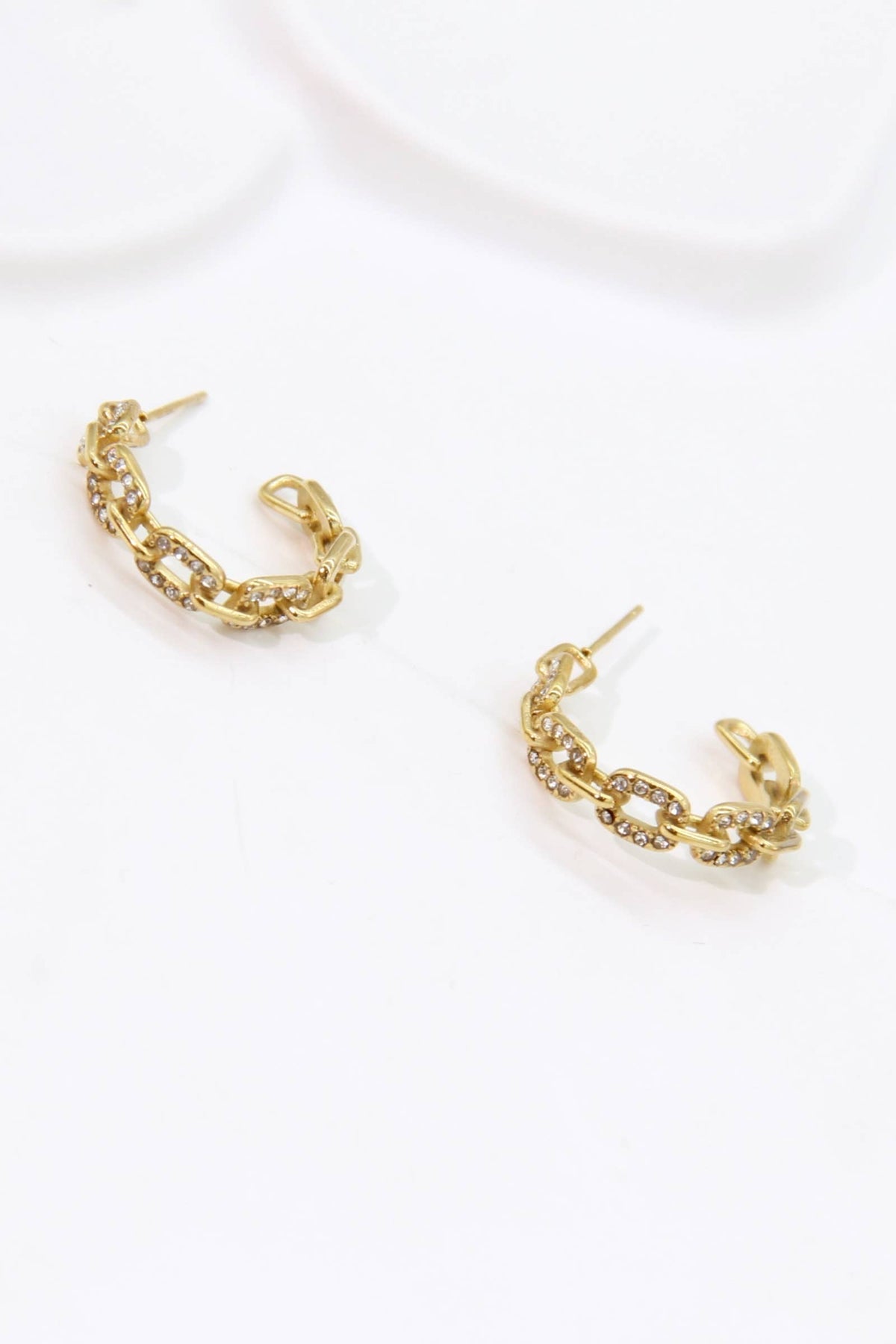 Creolen rechthoekige strass  oorbellen , roestvrij staal |  Verguld |Beautiva Boutique