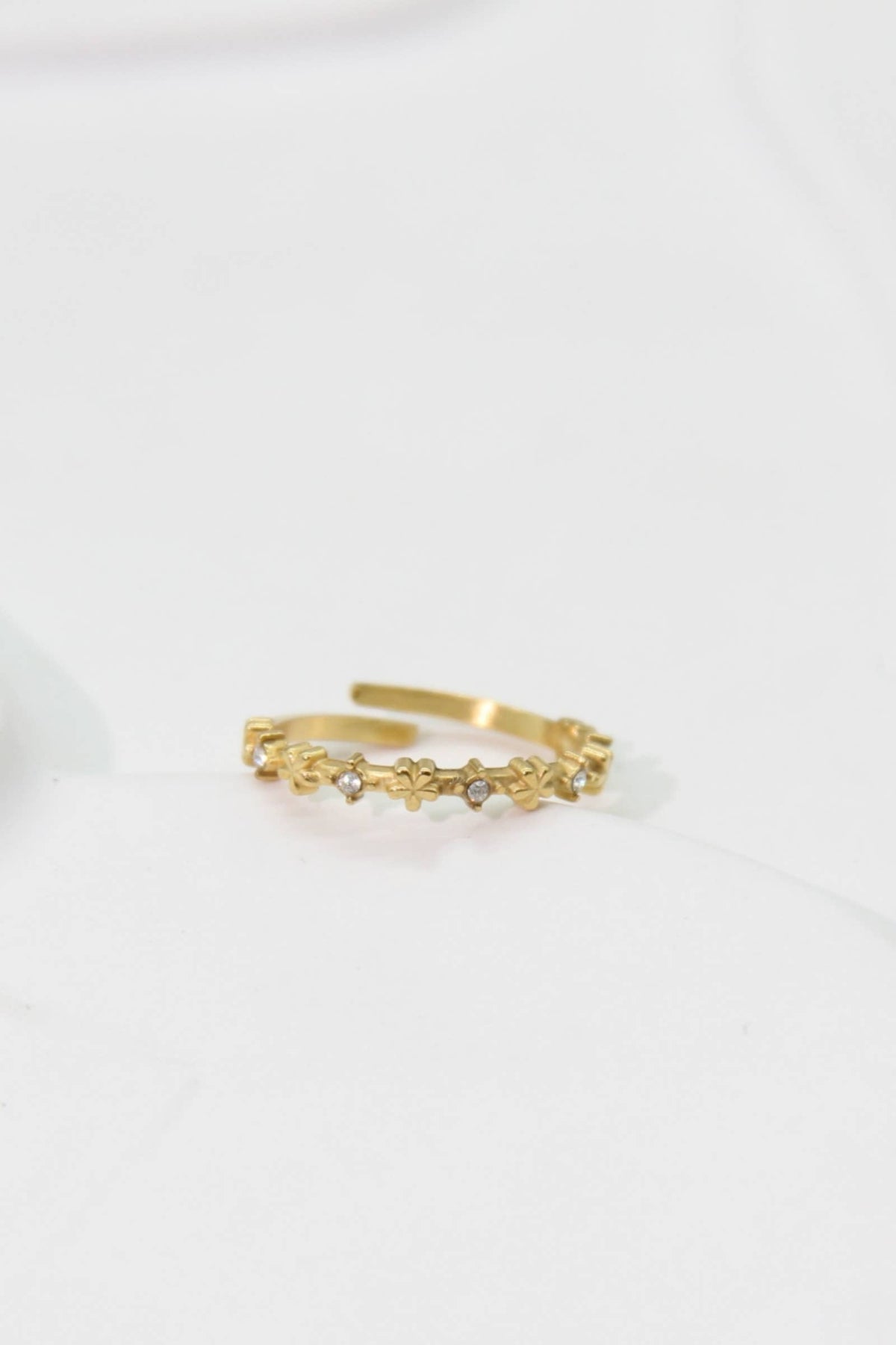 Subtiel Ring Bloem Strass van Roestvrij Staal – Delicaat & Stralend: |Beautiva Boutique