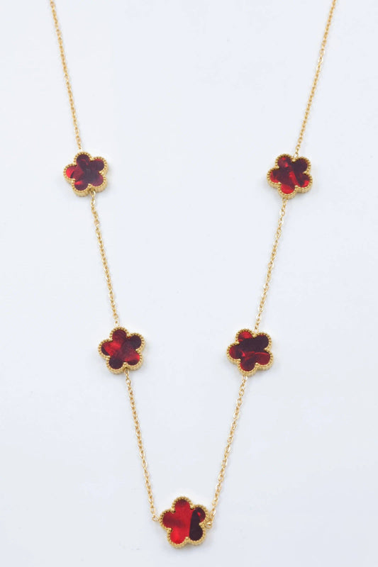 Roestvrijstalen 14 Karaats Vergulde Klaverketting kleur BORDEAUX|Beautiva Boutique