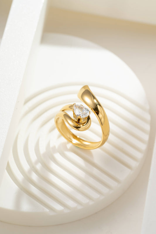 Moderne verstelbare ring van roestvrij staal met kristal|Beauitva Boutique