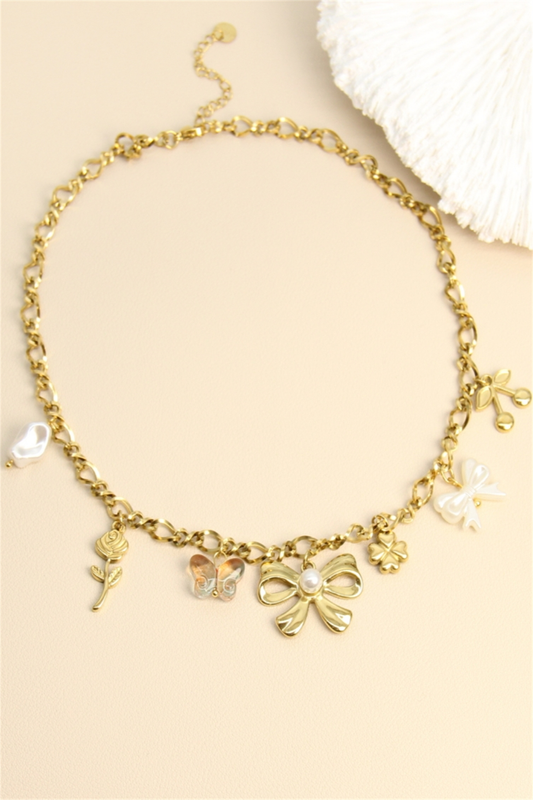 Roestvrijstalen Ketting – Charms “Gouden Zachtheid”|Beautiva Boutique