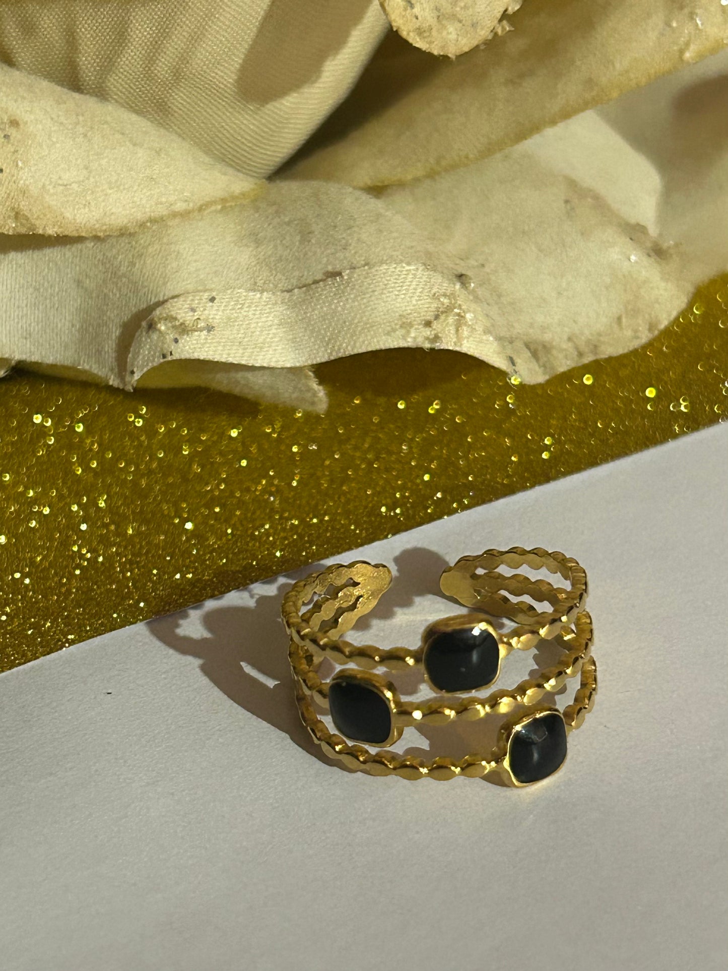 Black Elegance Ring, RVS| Beautiva Boutique