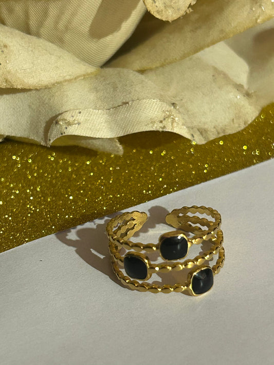 Black Elegance Ring, RVS| Beautiva Boutique