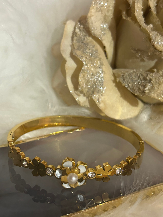 Bloemen & Parel Armband – Roestvrij Staal| Beautiva Boutique