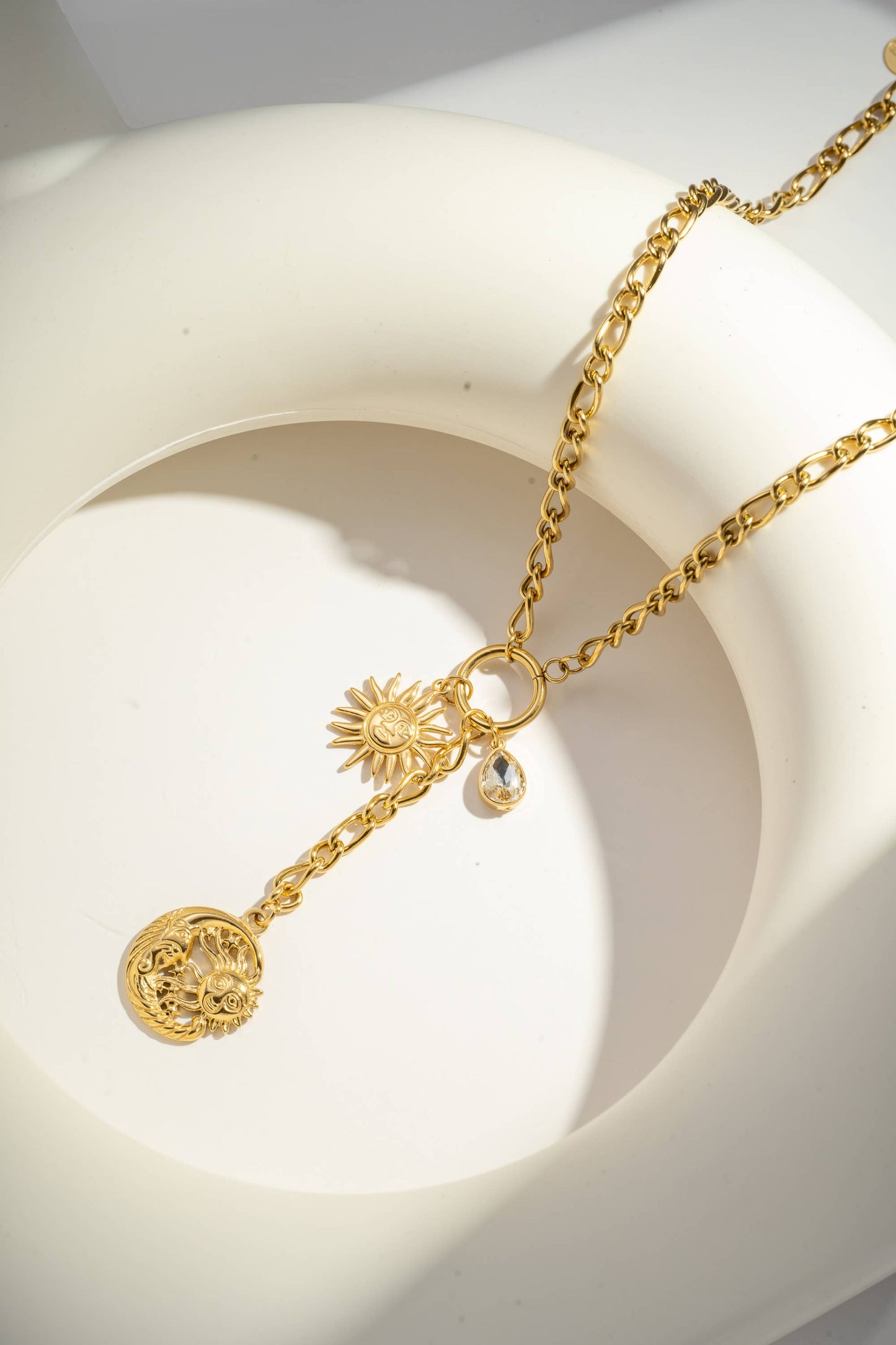 Zonne- en maan ketting van roestvrij staal | Beautiva Boutique