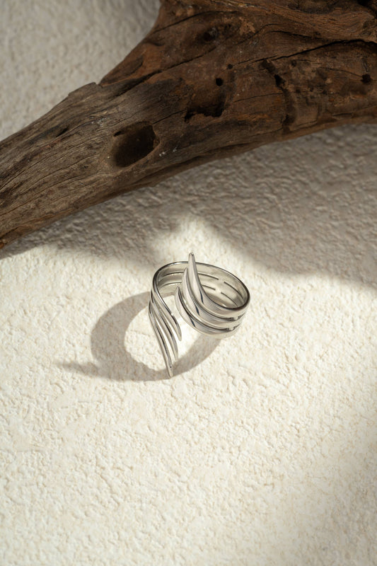 Verstelbare roestvrijstalen ring met geometrisch ontwerp Zilver | Beautiva Boutique