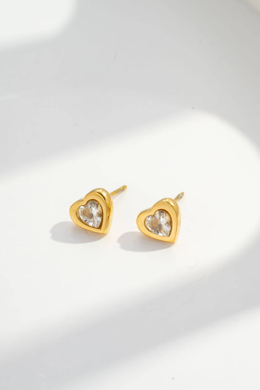 Minimalistische Hartvormige Oorbellen Bezet met Kristal Staal|Beautiva Boutique