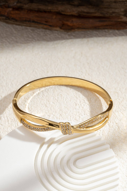 Gouden Knoop Kristallen Armband Roestvrij Staal Elegante Chic|Beautiva Boutique