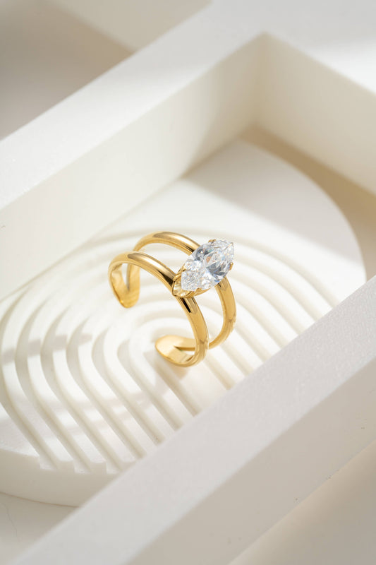 Gouden Marquise Ring Transparant Kristal Roestvrij Staal|Beautiva Boutique