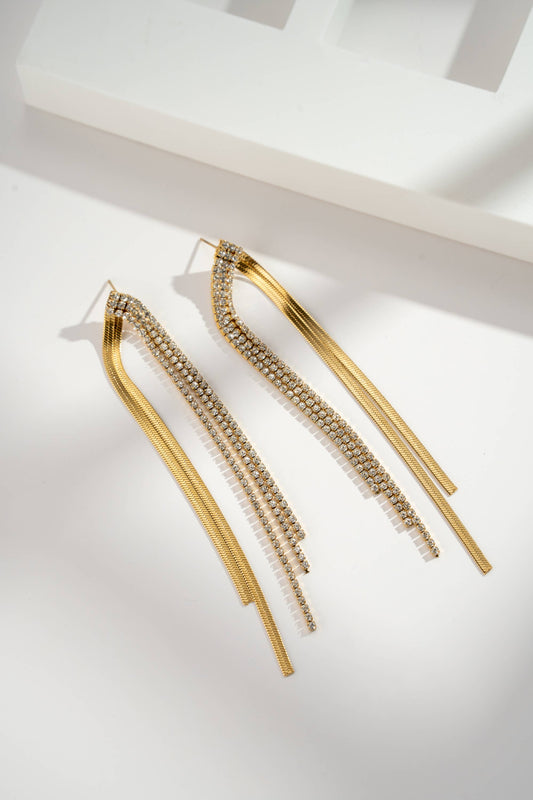 Lange Chique oorbellen met strass voor dames van roestvrij staal|Beautiva Boutique