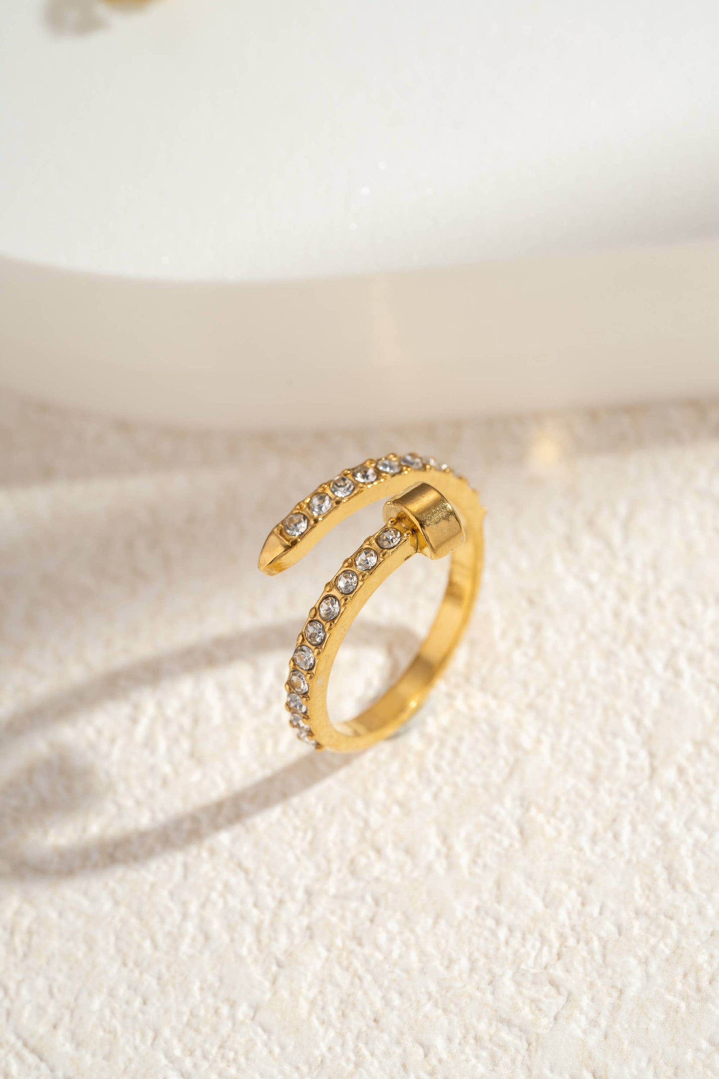 Spijkerring bezet met stenen, kostbare glans, staal: |Beautiva Boutique
