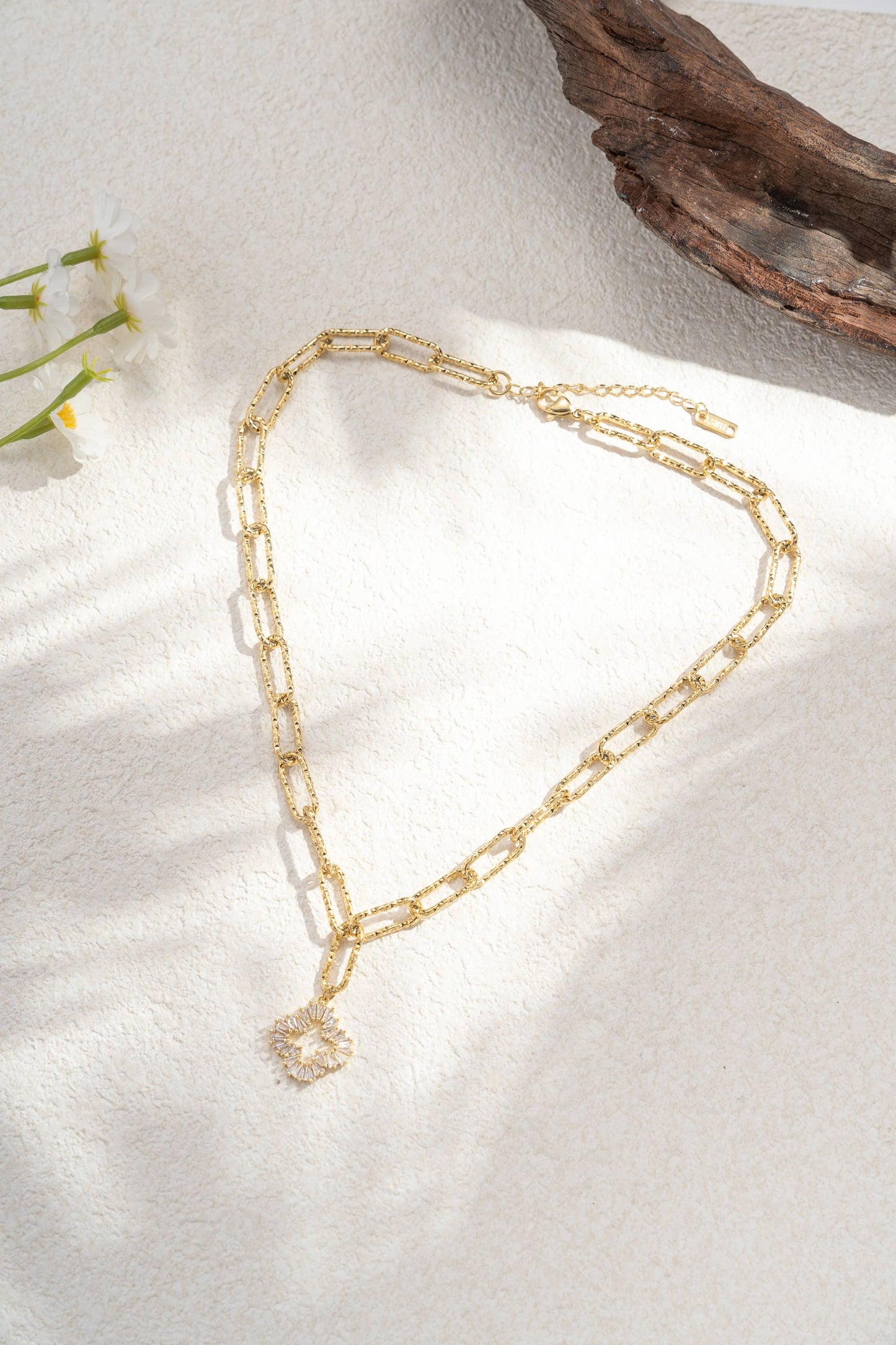Rechthoekige schakels Roestvrijstalen ketting met stralende ster hanger|BeautivaBoutique