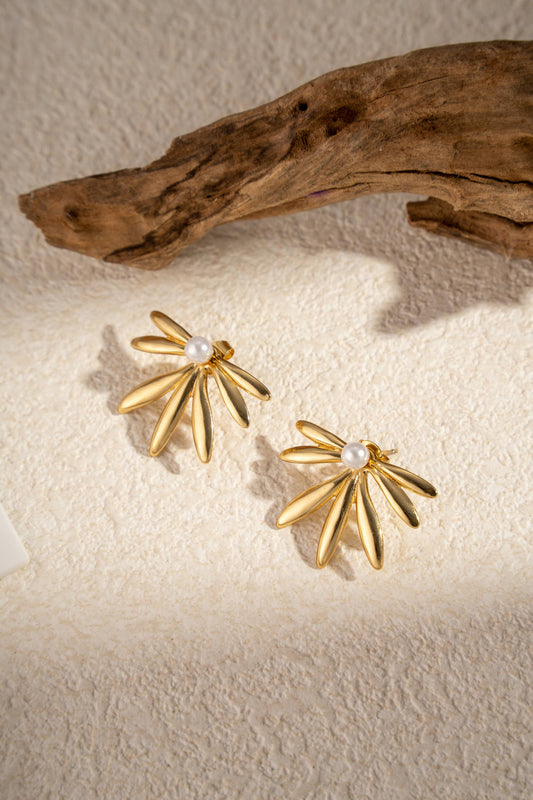 Gouden krullen parelmoer zon roestvrij staal bloemengloed | Beautiva Boutique