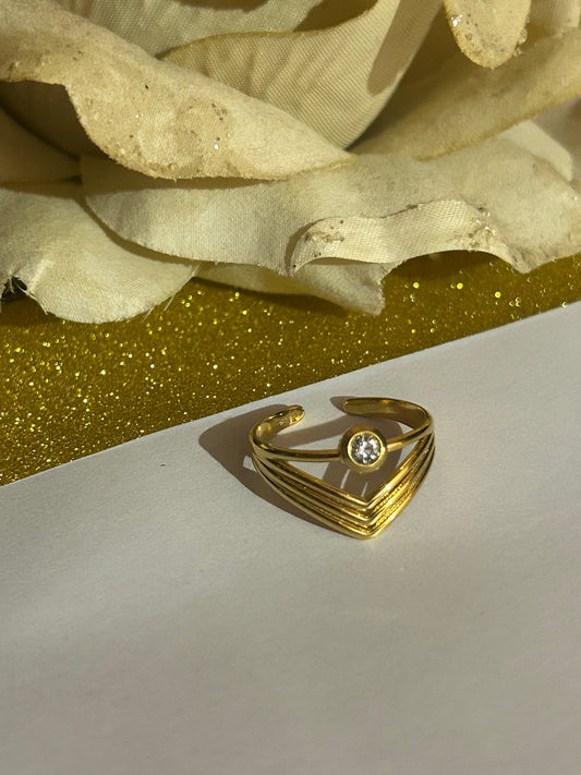 Verstelbare ring van roestvrij staal met fonkelend kristal| Beautiva Boutique