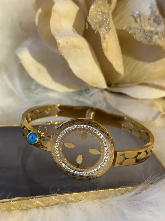 18K Vergulde RVS Armband, Luxe Evil Eye & Circle Design| Beautiva Boutique