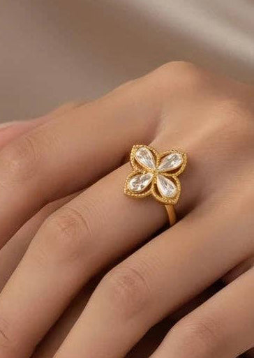 Klaver Ring Roestvrijstaal 14K verguld |Beautiva Boutique