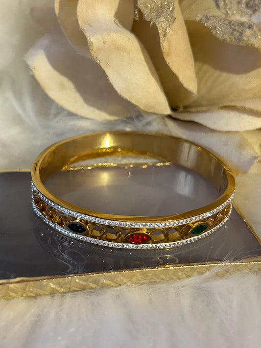 Gouden stalen armband met gekleurde kristallen chic | Beautiva Boutique