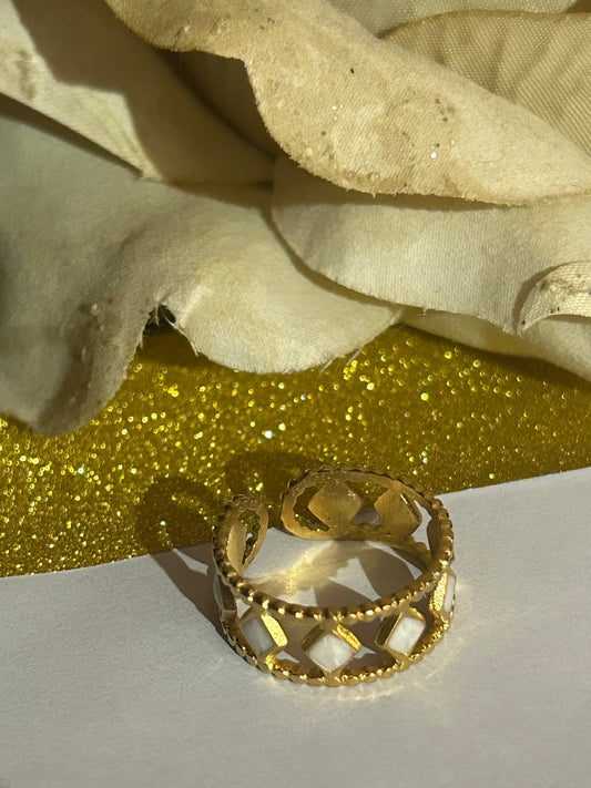 Golden Geometry Ring, RVS| Beautiva Boutique