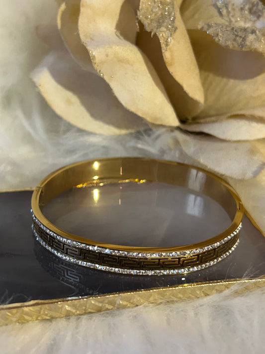 Golden Greek Luxe Armband, 18K verguld RVS met Kristallen| Beautiva Boutique