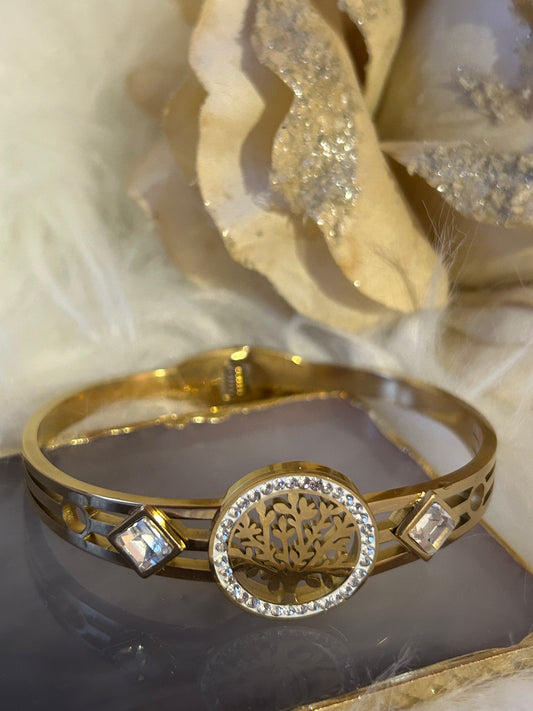 Golden Tree Armband, Spirituele RVS Armband met kristallen| Beautiva Boutique